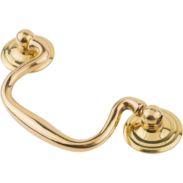 UNIQANTIQ HARDWARE SUPPLY Plain Cast Brass Swan Neck Drawer Bail Pull Handle ( Centers 3